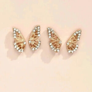 2 LEFT! 4 piece Gold Butterfly Stud Earrings